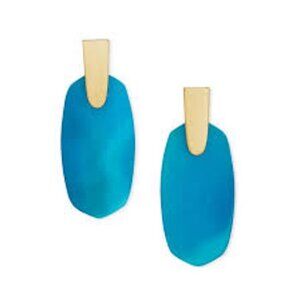 Kendra Scott Aragon Earrings in Aqua/Teal Agate, Drop/Dangle Style